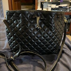 Talbots Black Quilted Leather Shoulder Bag